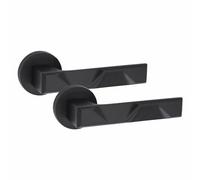 Golden Grace Modern Nova Design Premium Door Handles on Round Rose in Matt Black Finish - 1 Pair
