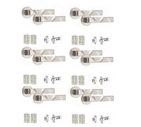 Golden Grace Modern Nova Design Premium Door Handles on Round Rose in Satin Nickel Finish with 2.5" Latch & 1 Pair of Ball Bearing Hinges - 6 Sets