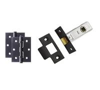 Golden Grace Mortice Tubular Latch with 75mm Hinges, Matt Black, 64mm