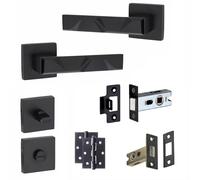 Golden Grace Nova Bathroom Door Handles Set, Matt Black Finish