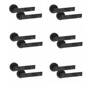 Golden Grace Nova Design Door Handles on Round Rose, Matt Black 6 Pairs