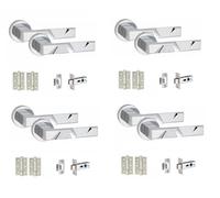 Golden Grace Nova Door Handles with Latch & Hinges, Polished Chrome, 4 Sets | Supplied with templates, spindle fittings and screws for simple installation on internal metal or wooden doors.