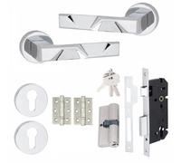 Golden Grace Nova Euro Lock Handles 70mm Key Set, Polished Chrome