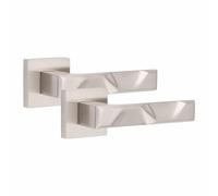 Golden Grace Nova Square Rose Door Handles Premium, Satin Nickel, 1 Pair