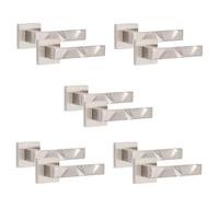 Golden Grace Nova Square Rose Door Handles Premium, Satin Nickel, 5 Pairs