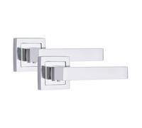 Golden Grace Premium Delta Design Door Handles on Square Rose in Polished Chrome Finish - 1 Pair
