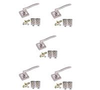 Golden Grace Select Design Door Handle Lever Latch on Square Rose in Duo Two Tone Chrome Finish, Complete with Hinges & Latches - 5 Sets
