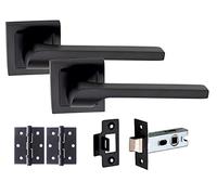 Golden Grace Sigma Door Handle Set on Square Rose, Matt Black, 1 Set