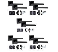 Golden Grace Sigma Door Handle Set with Hinges, Matt Black, 5 Sets
