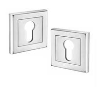 Golden Grace Square Rose Euro Escutcheon Metal Lock Cover, Polished Chrome