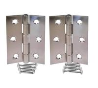 Golden Grace Standard Butt Hinges, 1 Pair, Zinc Plated Silver, 3" 75mm