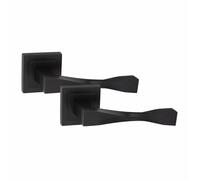 Golden Grace Straight Astrid Door Handles on Square Rose, Black 1 Pair