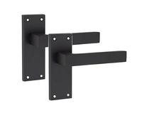 Golden Grace Straight Delta Door Handles Latch, 1 Pair Matt Black | Includes spindles and screws for easy installation; robust zinc build adds durability with a clean 40mm backplate.