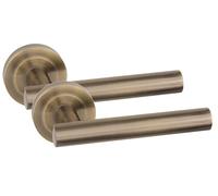Golden Grace Straight T-Bar Design Door Handles, Antique Brass, 1 Pair