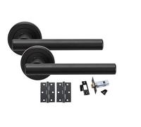 Golden Grace T-Bar Door Handles with Hinges & Latch, Matt Black, 6 Sets