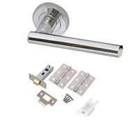 Golden Grace T-Bar Door Handles with Latch & Hinges, Polished Chrome, 1 Set