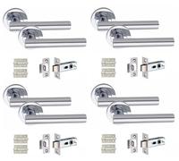 Golden Grace T-Bar Door Handles with Latch & Hinges, Polished Chrome 4 Sets