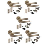 Golden Grace T-Bar Door Handles with Tubular Latch & Hinges, 5 Sets