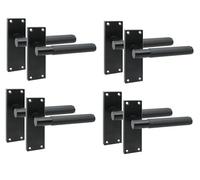 Golden Grace T-Bar Interior Door Handle Sets, Matt Black, 4 Pairs | Victorian linear design with a 120x40mm backplate; includes spindles and screws for quick fitting.