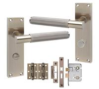 Golden Grace T-Bar Knurled Victorian Bathroom Door Handles Bathroom Mortise Lock Hinges Antique Brass Finish 150mm Long