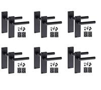 Golden Grace T-Bar Lever Backplate Door Handle Latch, Matt Black, 6 Sets