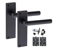 Golden Grace T-Bar Lever Backplate Door Handle Pack, Matt Black, 1 Set