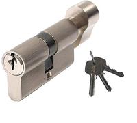 Golden Grace Thumb Turn Euro Cylinder Lock in Satin Nickel Finish, Euro Door Barrel Lock with 3 Keys - 30T/30, 60 mm
