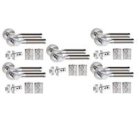 Golden Grace Titan Door Handles with Hinges & Latches, Chrome, 5 Sets | Includes screws and strike plates for a neat, concealed-fix install, securing any interior door with a duo-finish look.