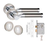 Golden Grace Titan Duo Finish Satin Nickel/Polished Chrome, Key Lock Set