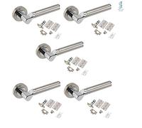 Golden Grace Titan Style Modern Door Handles Lever Latch On Round Rose in Duo Finish with Hinges & Latches - 5 Sets