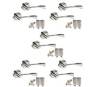 Golden Grace Twist Astrid Style Modern Door Handles on Round Rose in Dual Finish with Latch - 5 Sets