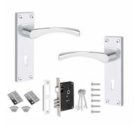 Golden Grace Victorian Astrid Door Lock Handles, Polished Chrome | Supplied with a pair of matching standard butt hinges and durable keys, with an elegant scroll backplate design.