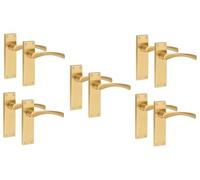 Golden Grace Victorian Astrid Scroll Door Handle Satin Brass, 5 Pairs