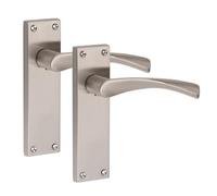 Golden Grace Victorian Astrid Scroll Door Handles, 1 Pair Satin Nickel