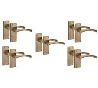 Golden Grace Victorian Astrid Scroll Door Handles, Antique Brass, 5 Pairs