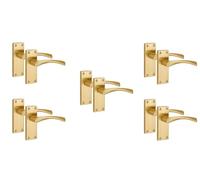 Golden Grace Victorian Astrid Scroll Door Handles, Satin Brass, 5 Pairs