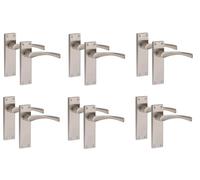 Golden Grace Victorian Astrid Scroll Door Handles, Satin Nickel, 6 Pairs | Includes spindles and screws for quick installation, with 150x40mm backplates for traditional or modern interiors