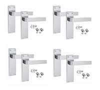 Golden Grace Victorian Delta Door Handles Latch, Polished Chrome, 4 Sets
