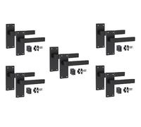 Golden Grace Victorian Delta Latch Door Handles, Matt Black, 5 Sets