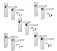 Golden Grace Victorian Delta Latch Door Handles, Polished Chrome, 5 Sets