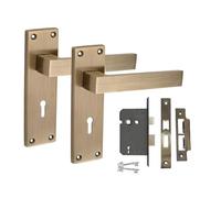 Golden Grace Victorian Delta Lock Handle with 2.5" 3 Lever Lock Antique Brass Finish 150mm x 40mm