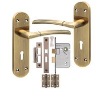 Golden Grace Victorian Door Handle 3 Lever Lock Antique Brass Key Lock Set