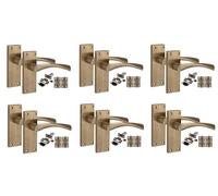 Golden Grace Victorian Door Handle Set 120x40mm, 6 Pairs Antique Brass