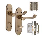 Golden Grace Victorian Epsom Scroll Bathroom Door Handles, Bathroom Set