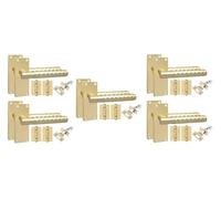 Golden Grace Victorian Knurled Door Handles, Satin Brass, 5 Pairs | Includes 2.5-inch latch, ball bearing hinges, spindle and screws for quick setup. Features 120x40mm zinc alloy backplates.