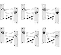 Golden Grace Victorian Lever, Polished Chrome Finish, 150mm x 40mm | Includes 6 pairs of metal scroll handles with spindles and screws, fitting interior doors up to 44mm thick.