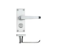 Golden Grace Victorian Lever Privacy Toilet Handle, Brushed Satin Chrome