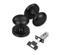 Golden Grace Victorian Mortice Door Knob Set 3" Tubular Latch Matt Black | Traditional Victorian Door Knob Set, Matt Black, Matching 3" (76mm) Tubular Latch, Spindle & Fixings, Classic Mortice Design
