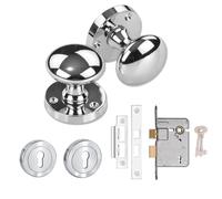 Golden Grace Victorian Mortise Door Knobs, 3 Lever Lock, Polished Chrome | Victorian Mortice Door Knob Set Polished Chrome 3" (76mm) 3 Lever Sash Lock Matching Escutcheons Spindle & Fixings