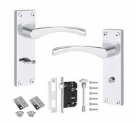 Golden Grace Victorian Scroll Astrid Door Handles in Polished Chrome Bathroom WC Toilet Complete with (GG) Bathroom Mortise Lock & 1 Pair of 3" Standard Butt Hinges